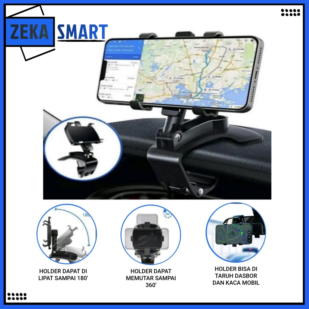 Holder Mobil Hp Dashboard Dan Spion Tegah Mobil Jepit 360 Derajat Car Holder