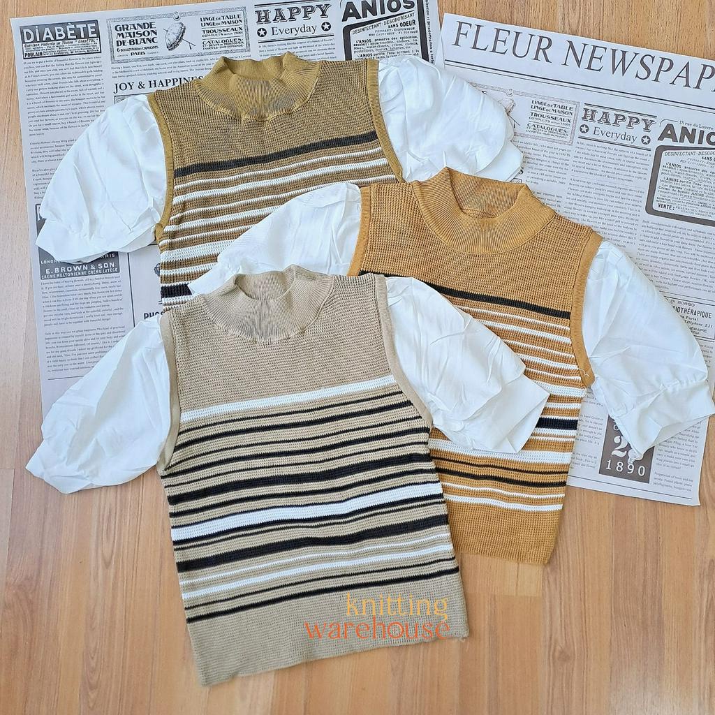 Zura T-shirt Cotton Mix Vest Knit - Atasan Wanita Rajut Import TM (51090)