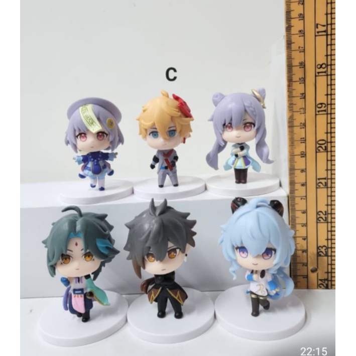 figure set 6 genshin impact liyue qiqi childe keqing xiao zhong li ganyu