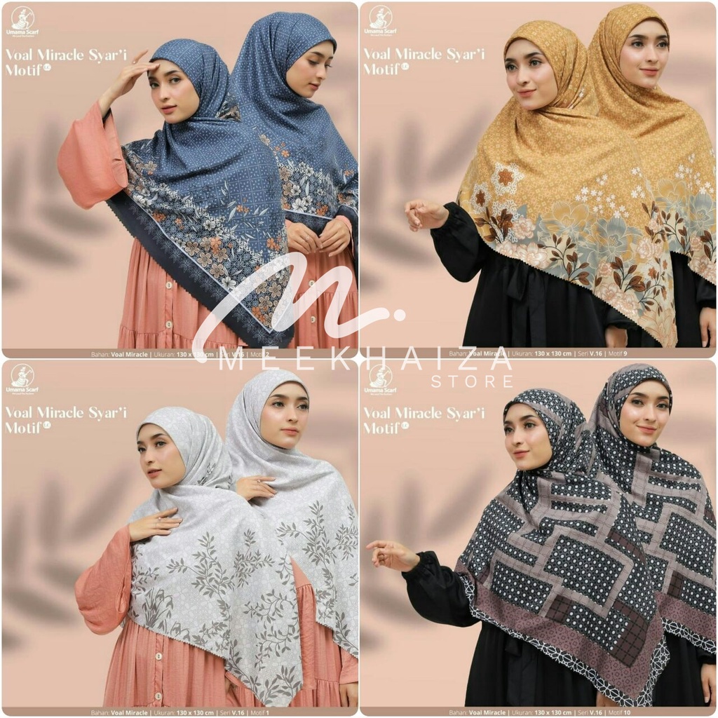 Hijab Segiempat Syar'i motif Voal Miracle Laser Cut UMAMA SCARF / jilbab segi empat syari murah / ke
