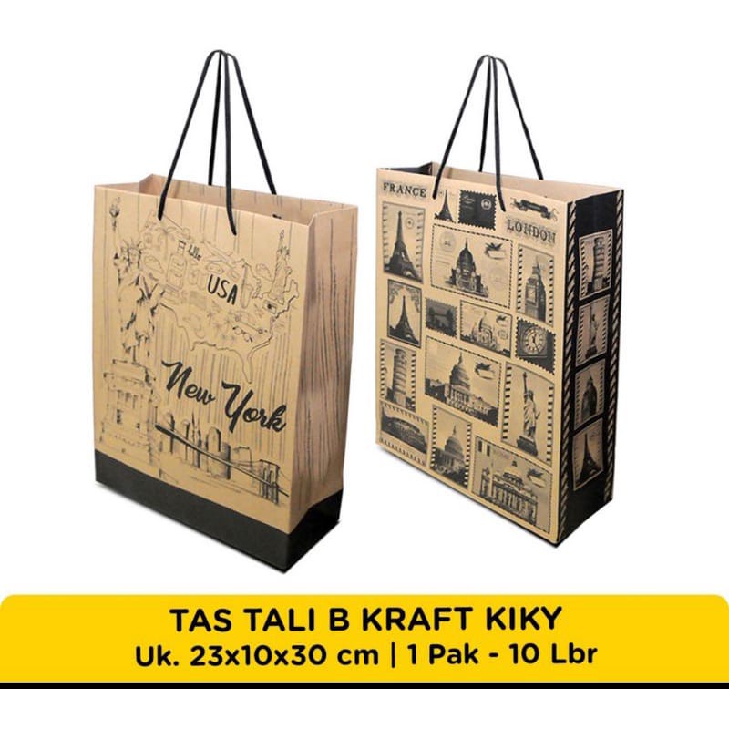 

KIKY Tas Tali B Kraft ( uk.23 X 30 X 10 cm ) - 1 pack isi 10 Pcs