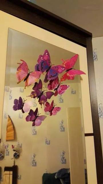 HIASAN 3D BUTTERFLY 1 SET ISI 12 PCS WALLSITCKER - WALL STICKER KUPU-KUPU DEKORASI DINDING WALLPAPER