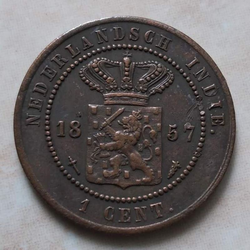 Koin Kuno Benggol 1 Cent Nederland Indie 1857 Detail Bagus - B