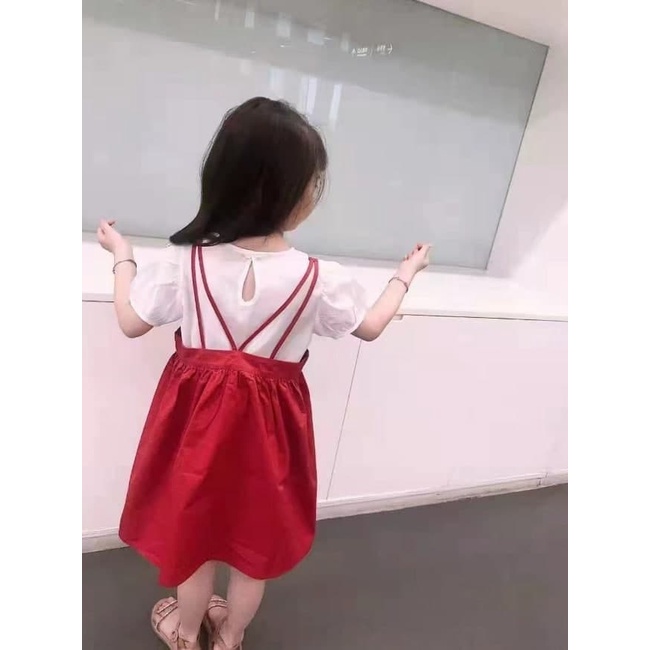 Promo !! Dress anak perempuan import / Dress overal anak / Setelan overal skirt alisha ukuran 3-5 tahun