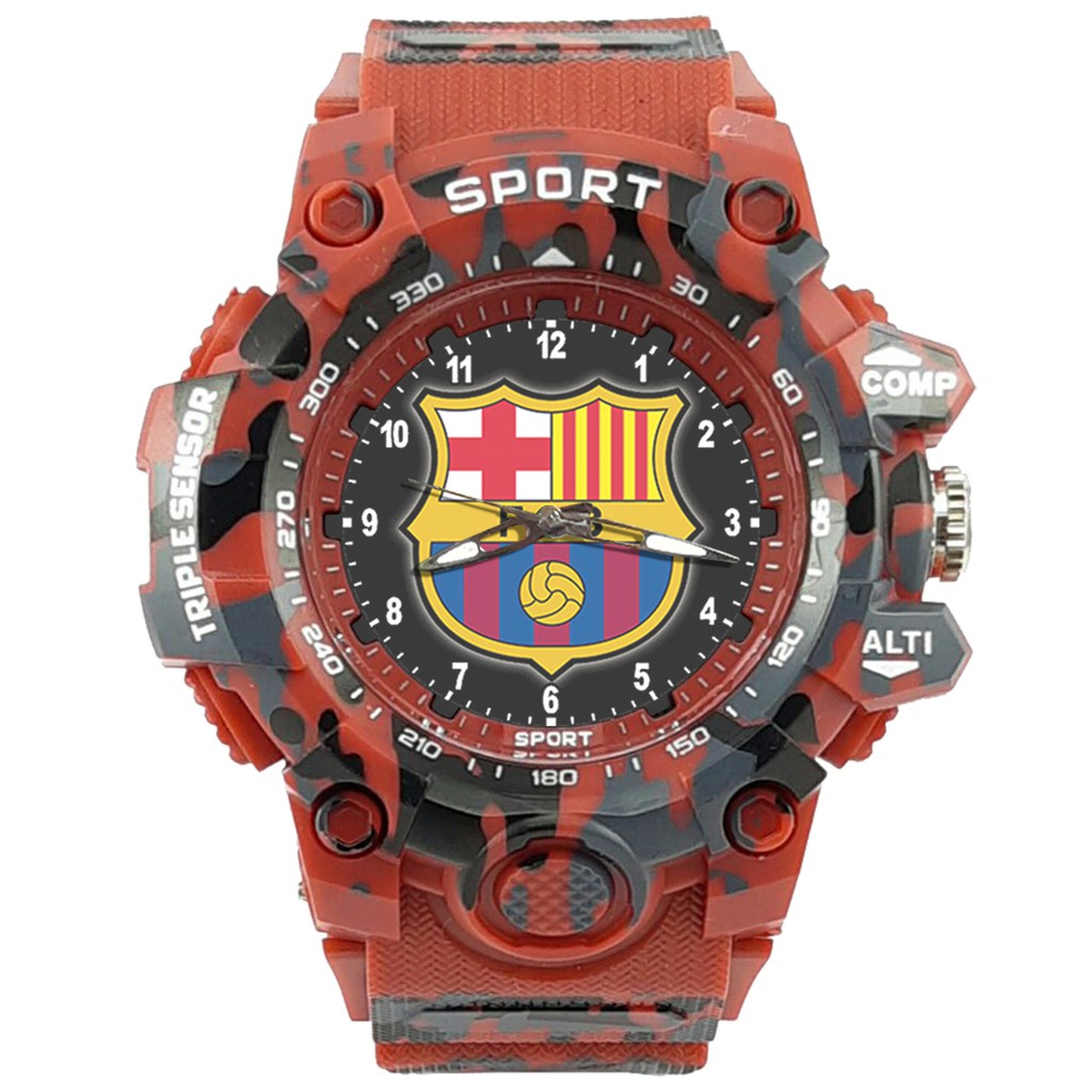 (ISTIMEWA BOSSQUE) JAM CUSTOM BARCELONA STRAP ARMY - 5 Warna