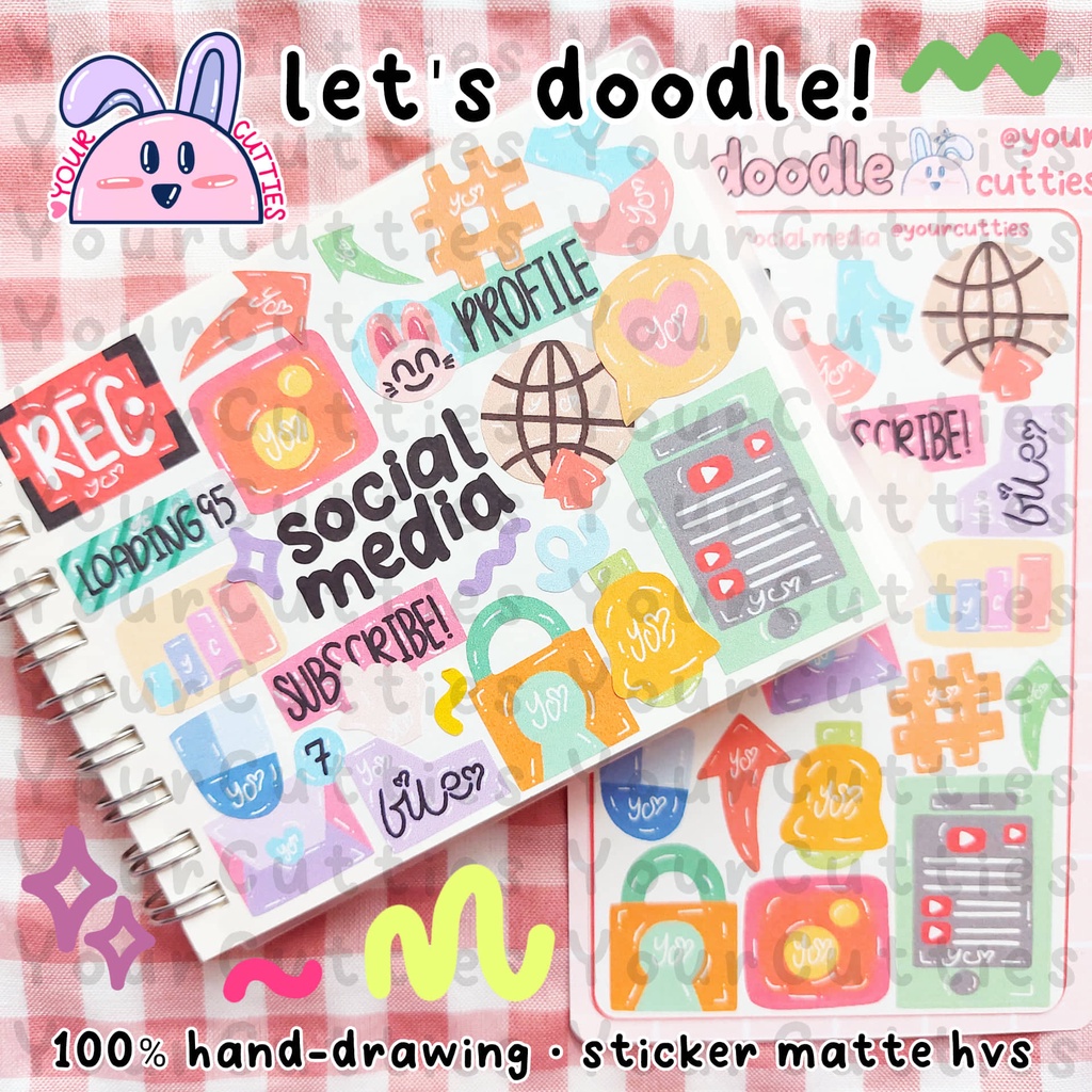 

[SHEET] STIKER SOCIAL MEDIA MEDSOS DOODLE JURNAL BUJO PLANNER LUCU MURAH