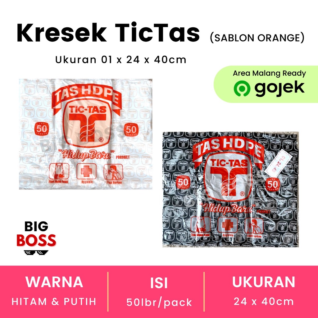 [ISI 50 LBR] Kantong Kresek Tictas Tanggung uk 24 Warna Hitam &amp; Putih / Kresek Tanggung Tictas MURAH GROSIR