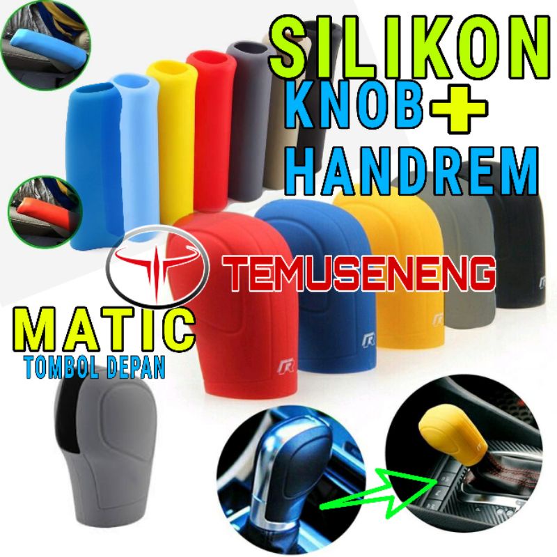 1 Set Warna Cover Persnel Rem Tangan Matic Mobil Shift Knob Handrem Kondom Silikon Karet