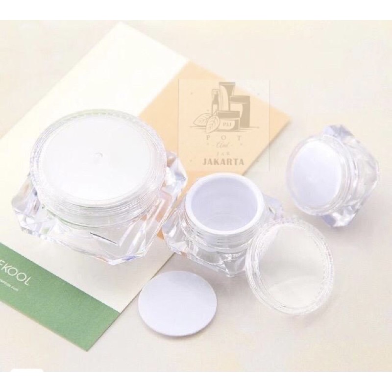 10gr Pot Cream/krem Diamond shape shiny dengan inner lid bahan acrylic tebal Premium Quality (D10)