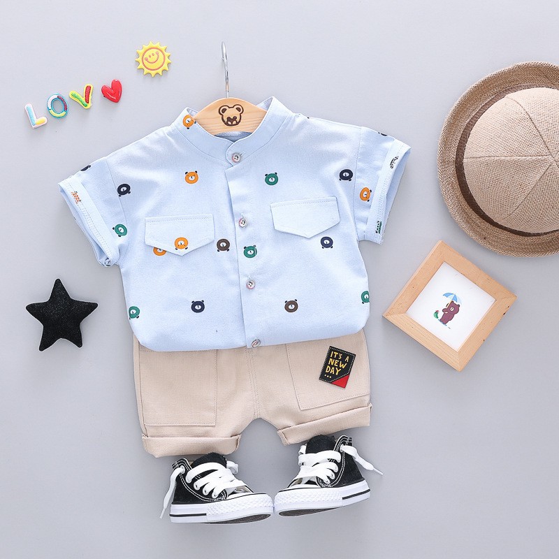 1-5thn | Setelan Tshirt + Celana (1 set) Laki-laki Bayi Anak Pakaian anak Kaos Bayi L