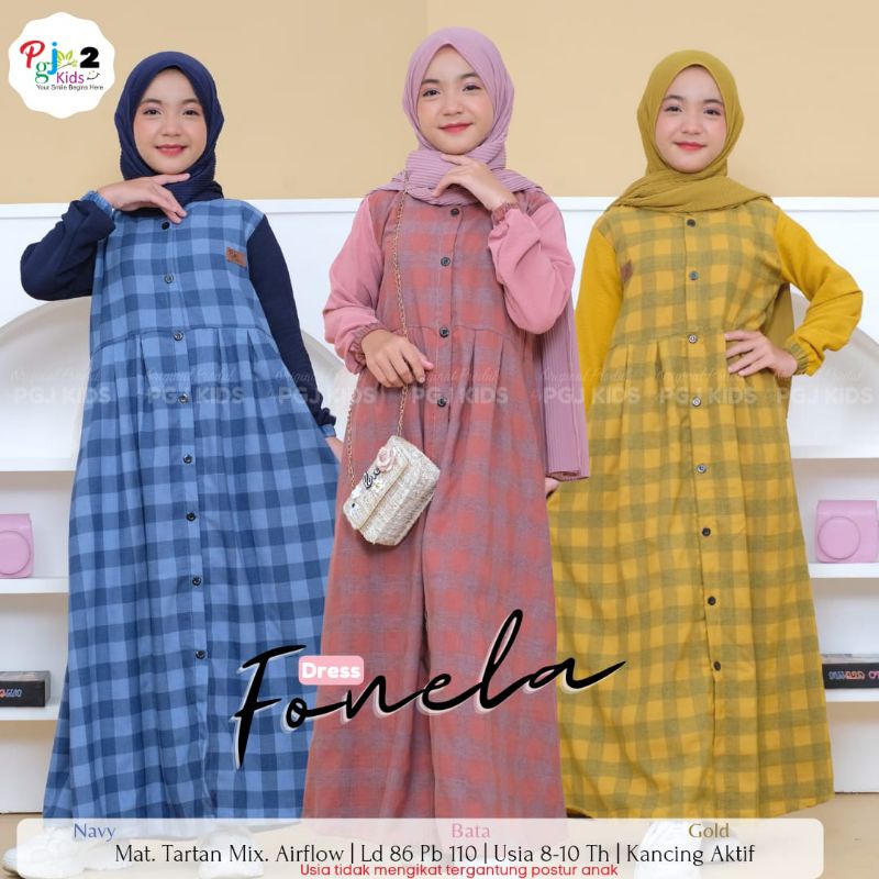 Fonela Dress. Setelan baju muslim anak.