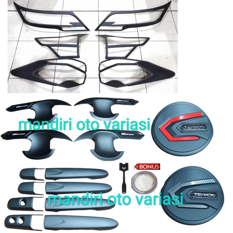 Paket garnish garnis outer handle tank cover Daihatsu all new terios 2021 GR sport hitam variasi hia