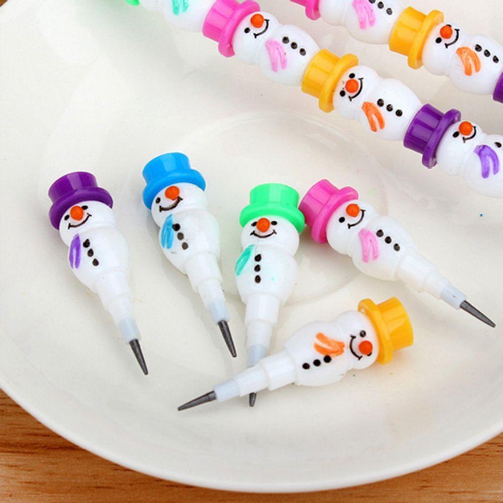 [Elegan] Set Pensil Warna-Warni Hadiah Indah Lucu Natal Snowman