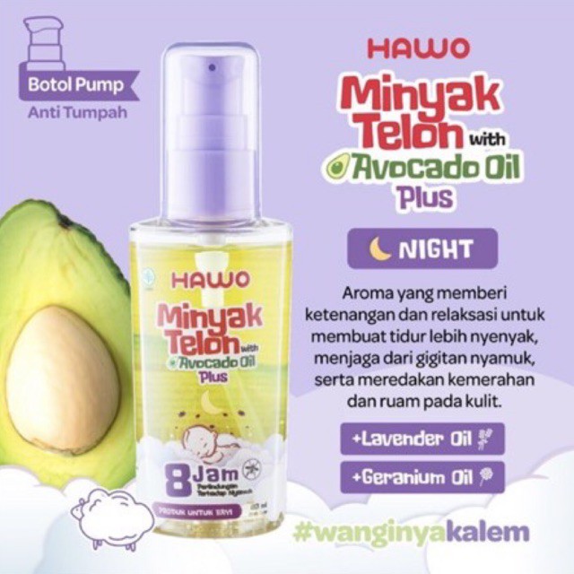 Hawo Minyak Telon Avocado Oil Night Plus Lavender