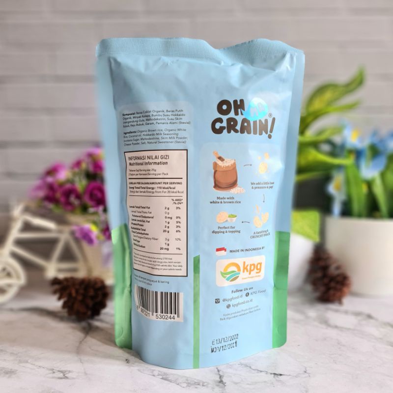 Oh Ma Grain Popped Rice Crackers Snack 50 gram - Hokkaido Milk