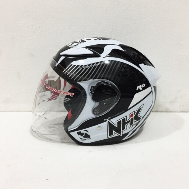 Helm NHK R6 Motif Spectra White Black Putih Hitam