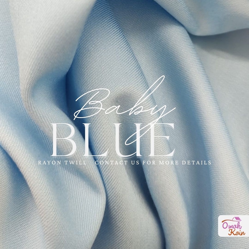 KAIN RAYON TWILL VISCOSE (100% rayon, jatuh, adem, tebal, lembut dan tidak berbulu) #omah kain-Baby Blue