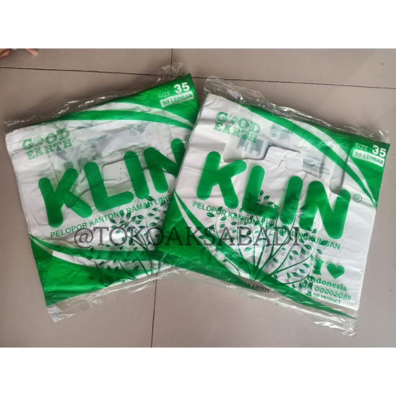 KANTONG KRESEK PUTIH KLIN UK 35X60/KANTONG PLASTIK GO GREEN UK 35/KANTONG PLASTIK RAMAH LINGKUNGAN U