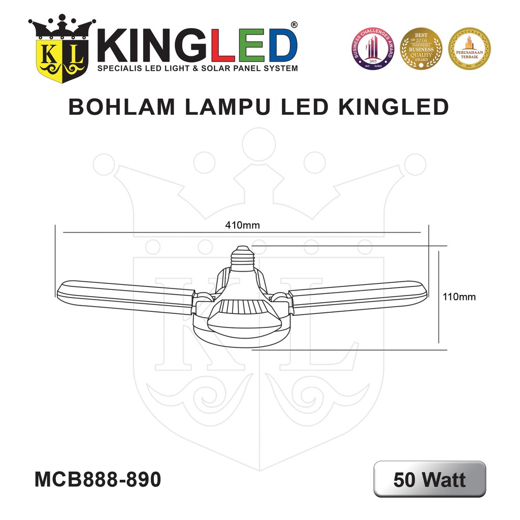 KINGLED Lampu Bola LED 50Watt Model Kipas White / Warm White