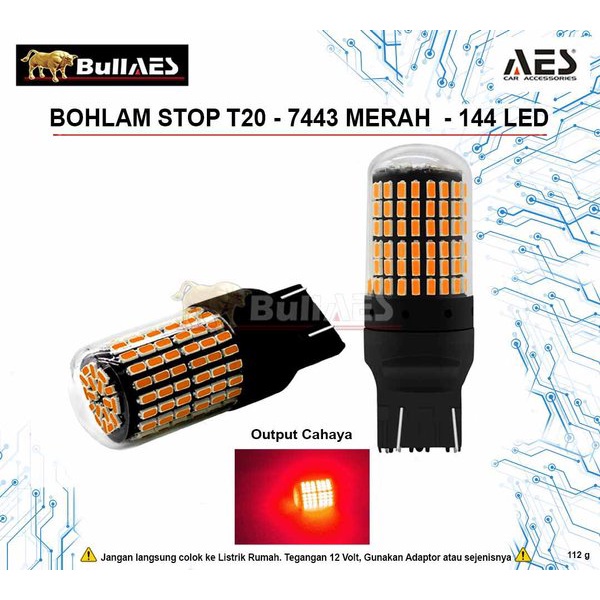 Lampu LED T20 7443 144 LED SUPER BRIGHT BULLAES I Lampu led stop Mobil I BOHLAM stop I bohlam stop