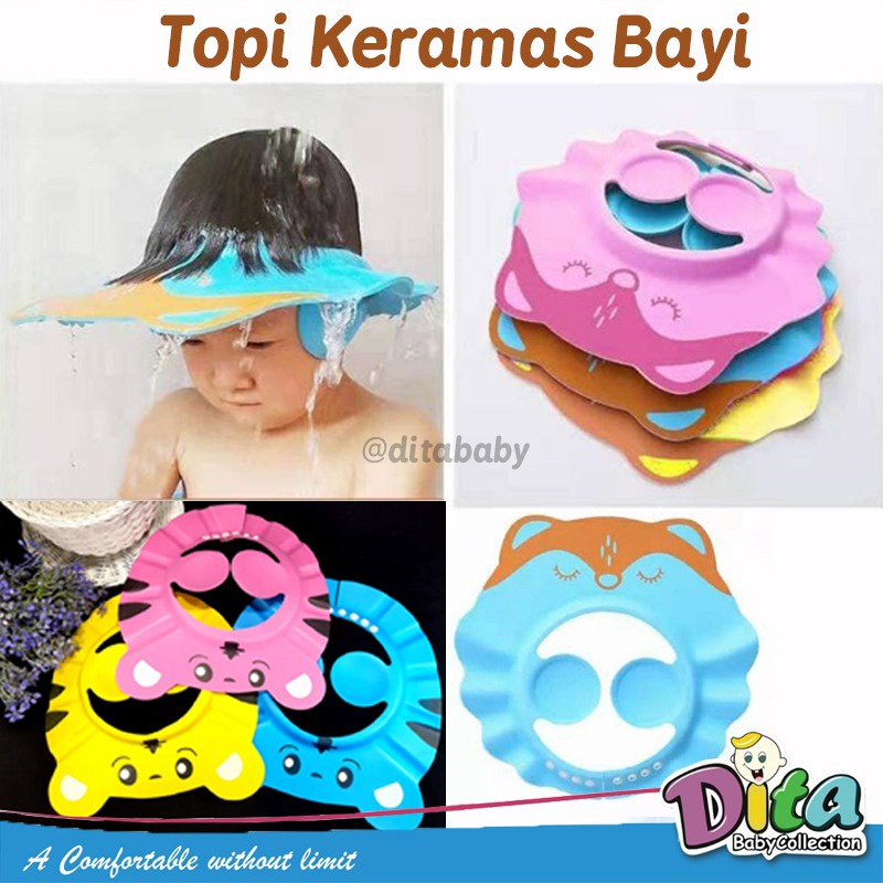 TOPI KERAMAS BAYI &amp; ANAK MODEL KANCING / SHOWER CAP BABY AND KIDS / BABY SHOWER HAT TOPI TOPI KERAMAS ANAK Dengan Penutup Telinga - Topi Pelindung Mandi Bayi MANDI ANAK Topi keramas anak mandi wanterproof / Topi Keramas Anak / Topi Mandi Bayi / Baby Showe