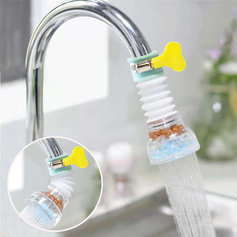 Sambungan Kran Air Filter Penyambung Ujung Keran Penyaring fleksibel putar faucet plastik di wastafel cuci piring tangan dapur Keran Air Shower