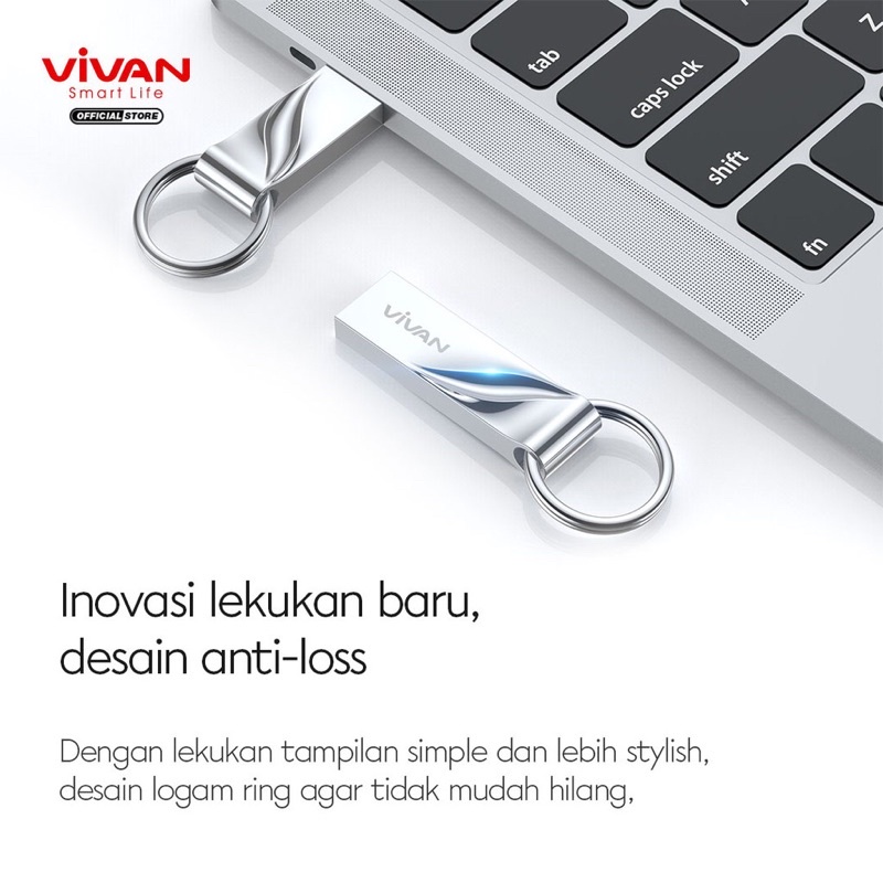 VIVAN Flashdisk 16GB/32GB/64GB Waterproof with Ring Design Silver