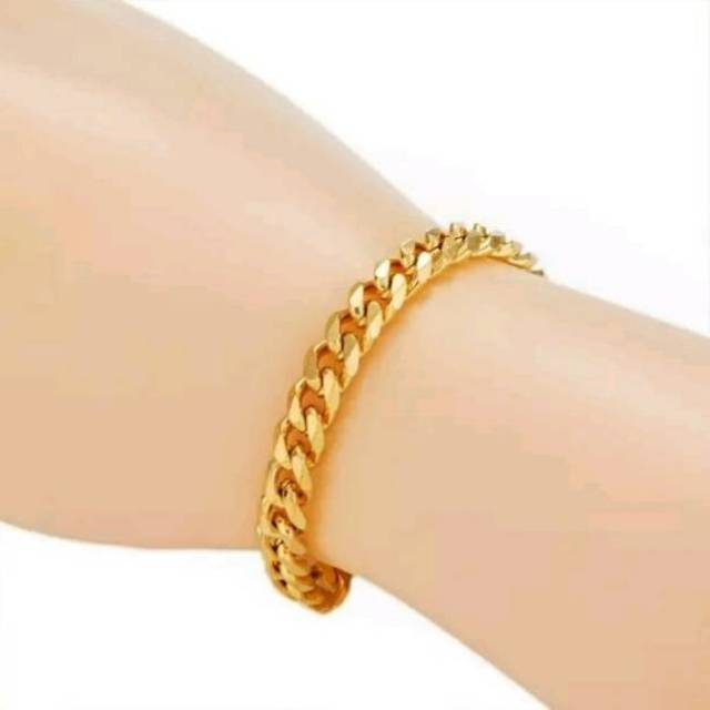 STOK BARU  Gelang Rantai Pria Wanita Warna emas Bahan asli Titanium anti karat selamanya,  JR03