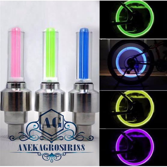 TUTUP Pentil SEPASANG LED Nyala Lampu Roda Ban Mobil Motor Sepeda FLASHING