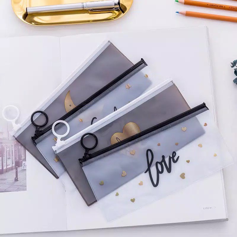 

Tempat pensil zip plastik tempat pensil transparan pouch kosmetik transparan impor pencil case murah
