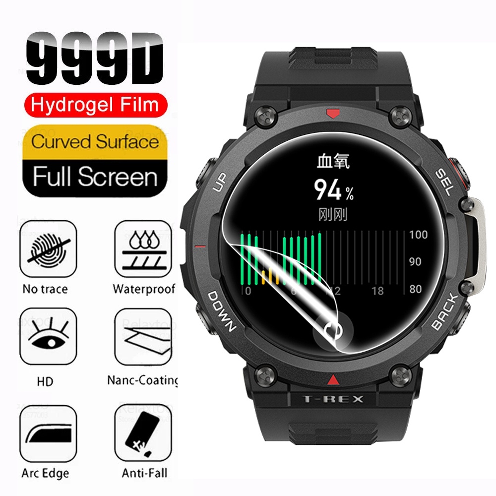 1 Pc Film Pelindung Layar Hydrogel Anti Gores Flexible Untuk SmartWatch Amazfit T-Rex2