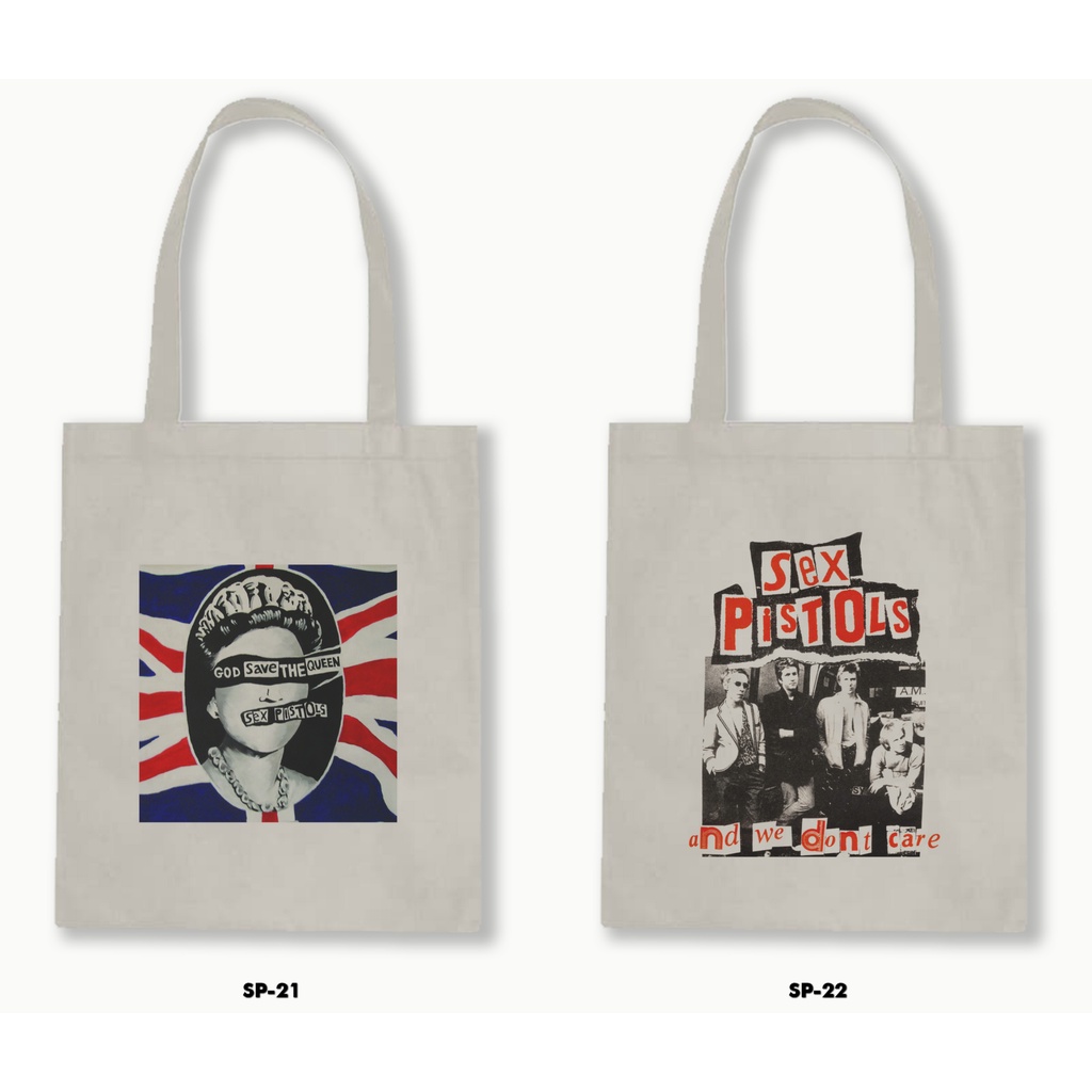 Tas Tote Bag Resleting Kanvas/Blacu  - Sexpistols .02