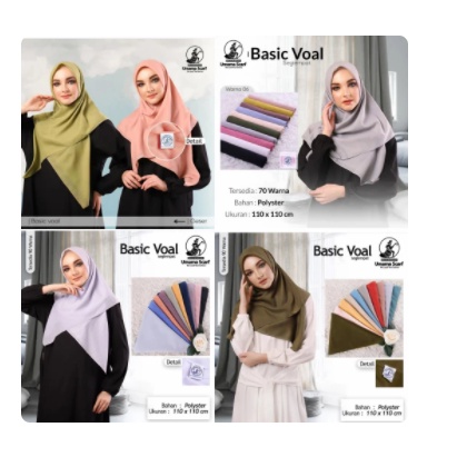 Fashion muslim Umama Scarf-Umama hijab-Kerudung Segi Empat-Hijab Murah Basic Voal