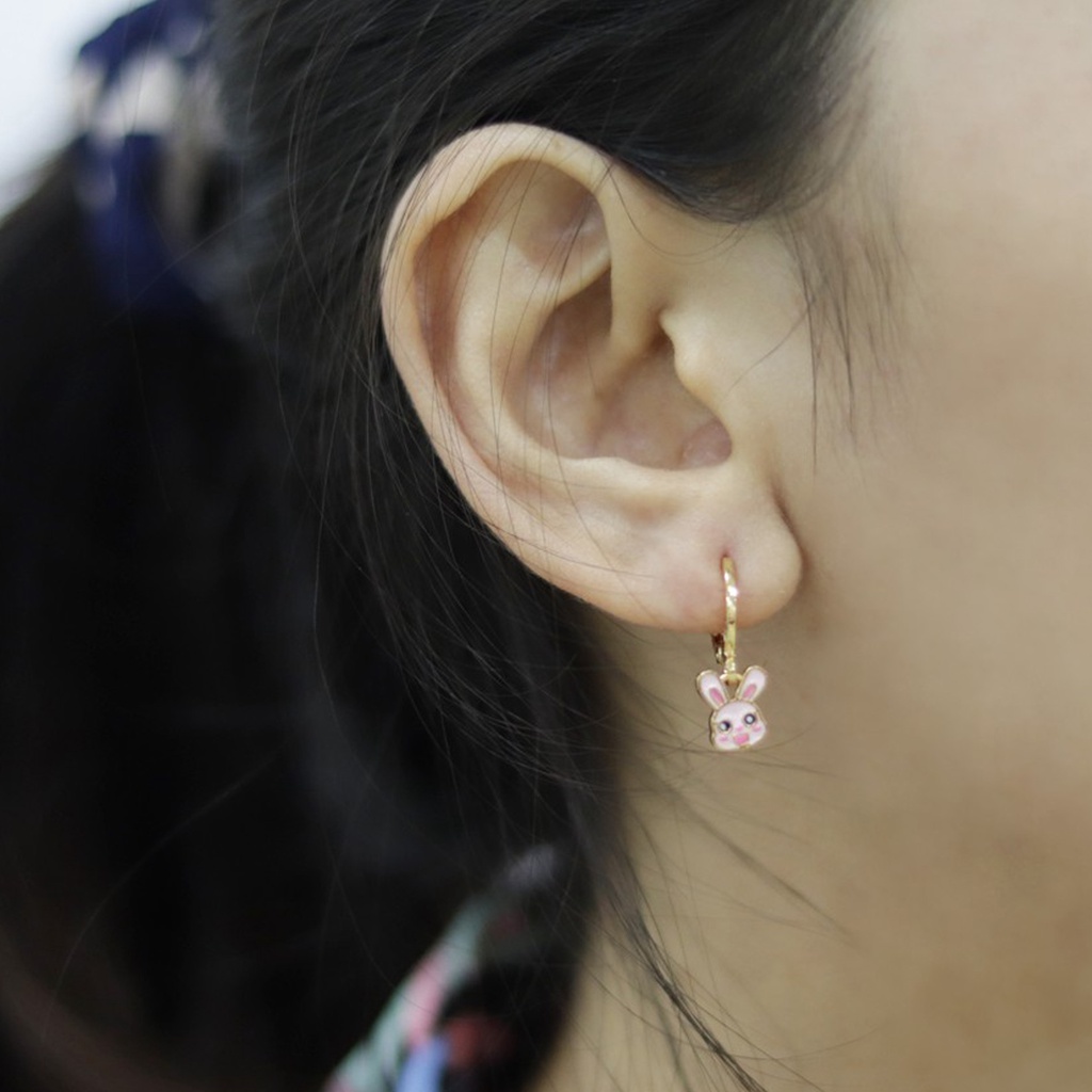 Anting Clip / Klip Bunny Kelinci Pink Perhiasan Aksesoris Wanita 768