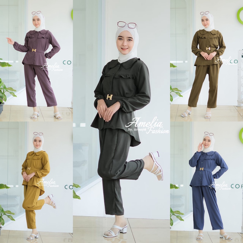 KIRANA AMELIA one set kringkel atasan mix celana terbaru long tunik kerja santai hangout busui hamil adem