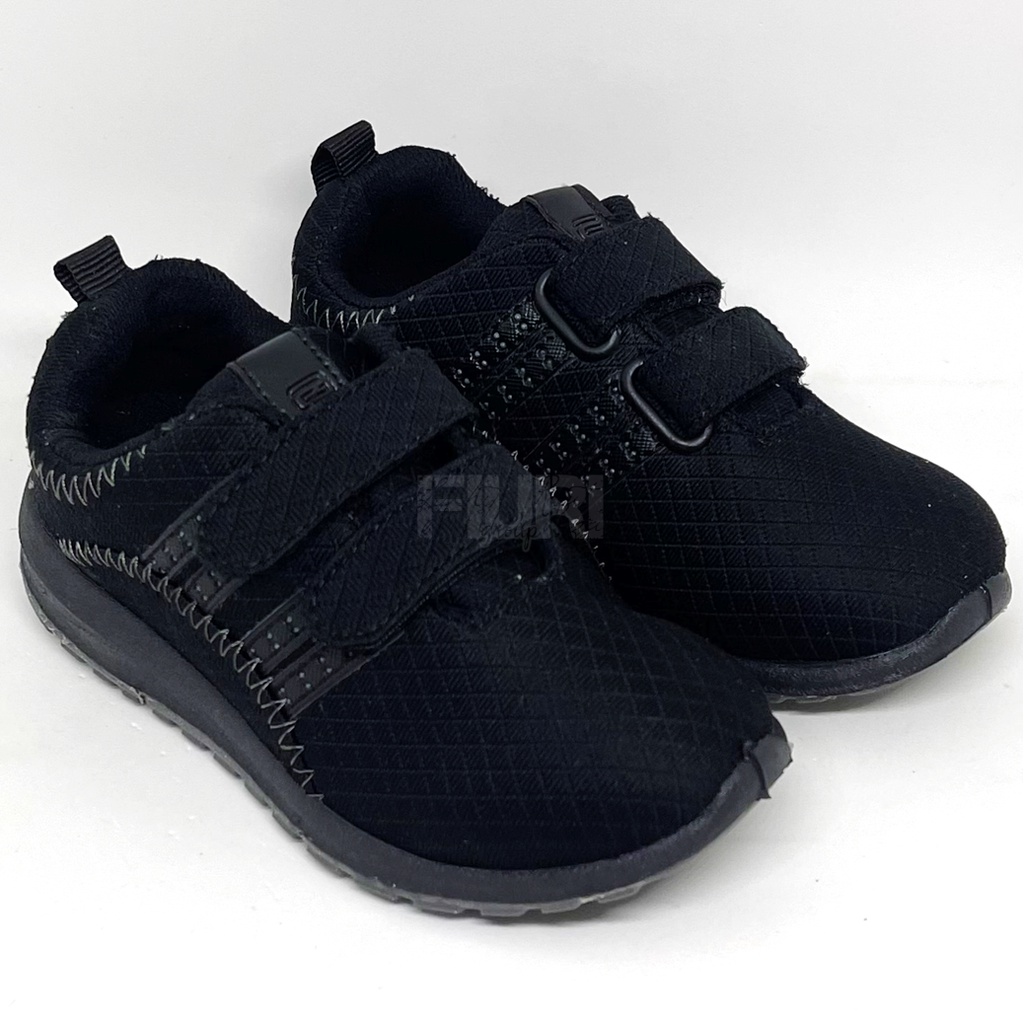 FIURI - ANDO ORIGINAL -  PLANO PEREKAT 29-32 FULL HITAM - SEPATU SNEAKERS KANVAS SOL KARET ANAK KECIL PEREMPUAN LAKI-LAKI - SEPATU KETS LUCU FASHION TRENDY - SEPATU SEKOLAH PAUD TK SD KRETEKAN PEREKAT CEWEK COWOK MURAH PROMO DISKON BONUS KAOS KAKI