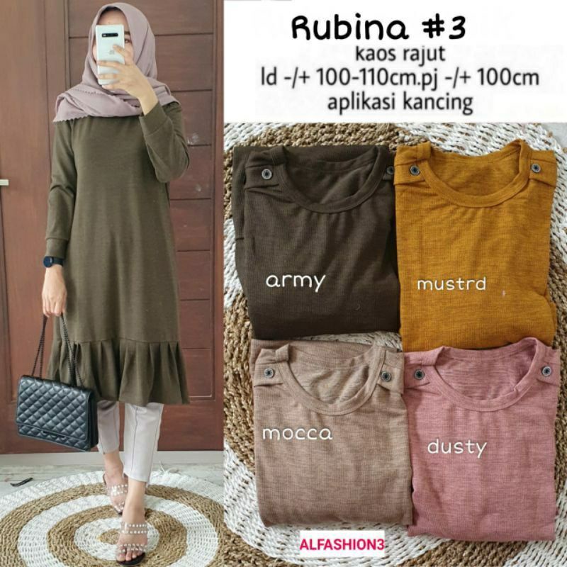 Rubina Tunik / Versa Tunik - LD 100 Melar / Tunik Kaos Rajut Premium / R.4 -  256-6037