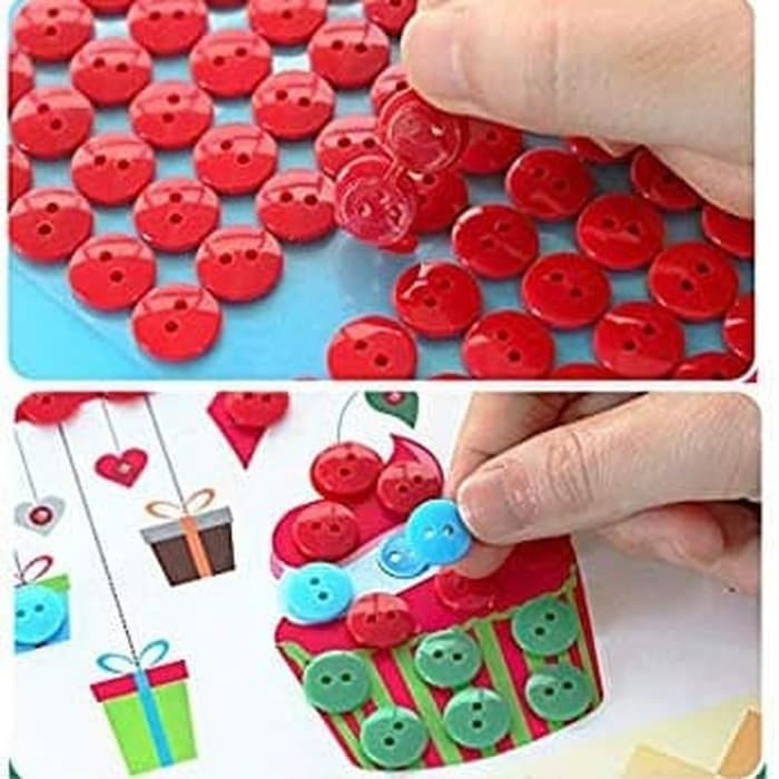 DIY stiker mosaik tempel kancing atau sticky buttons