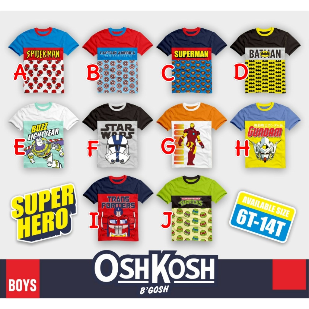 KAOS ANAK LAKI-LAKI SUPERHERO TEEN USIA 6-14 TAHUN