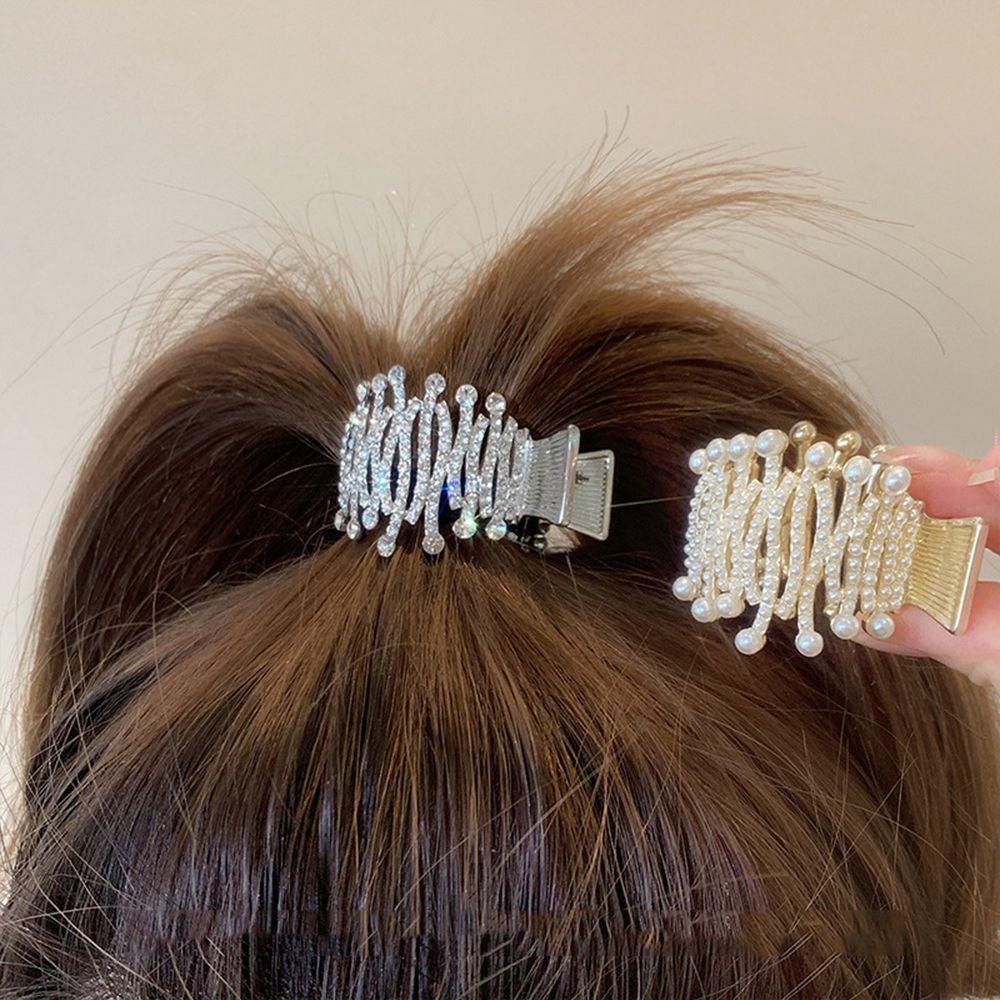 Agustina Mutiara Rambut Cakar Jepit Rambut Temperamen Sederhana Wanita Hiu Klip Hiasan Kepala Ponytail Holder Berlian Hiasan Kepala Gaya Korea Hair Clip