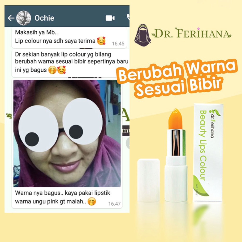 Magic Beauty Lips Colour DR. FERIHANA COSMETICS &amp; SKINCARE Lipstik dengan Bahan Alam untuk Melembabkan Bibir Kering Hitam Pecah Pecah BPOM LPPOM HALAL MUI