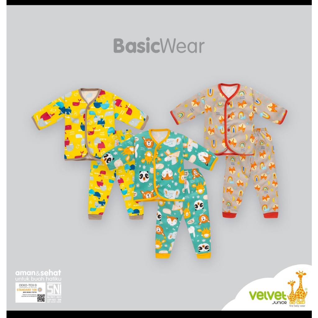 CUCI GUDANG - JUAL RUGI!! Velvet Junior Baju Bayi Velvet SML - Setelan Panjang Piyama Bayi