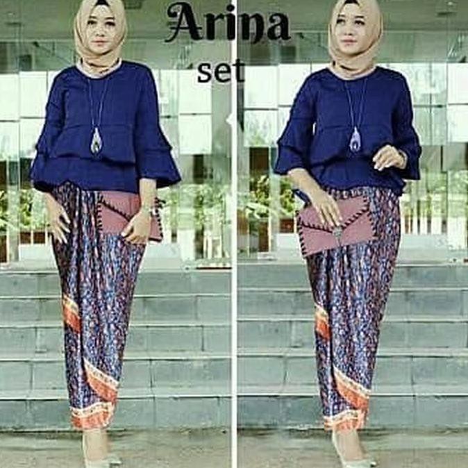 Baju SETELAN KEBAYA ARINA/kebaya wisuda modern/kebaya batik murah/rok lilit