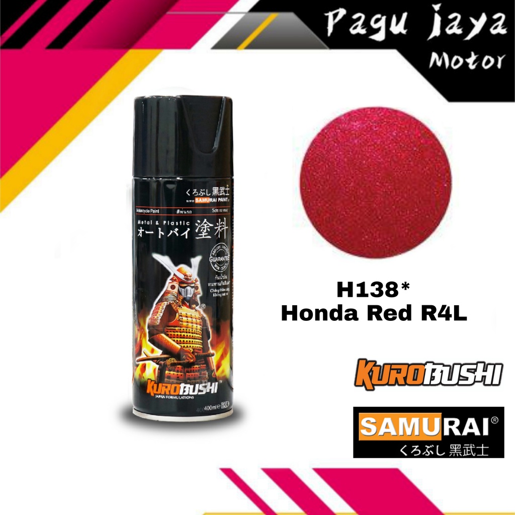 samurai paint 400ml H138* HONDA RED R4L MERAH cat semprot spray paint p[ilok pilox