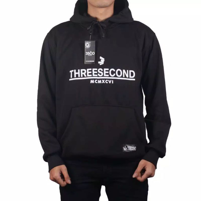 HOODIE HITAM 3SECOND // ZIPPER DISTRO // 3SECOND 96 // THREESECOND Ukuran Jumbo Big Size