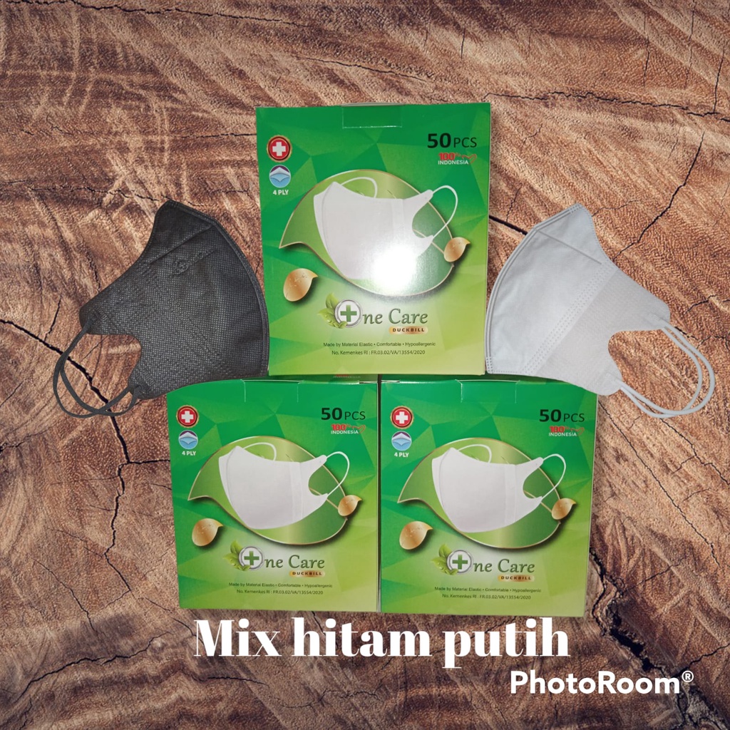 Masker Duckbill Dewasa /facemask/one care isi 50pcs/Masker Duckbill/ Garis