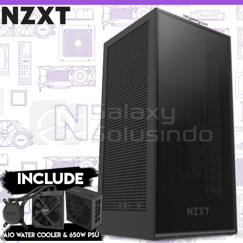 NZXT H1 Black Tempered Glass Mini-ITX Gaming Case with PSU, AIO, and Riser Card