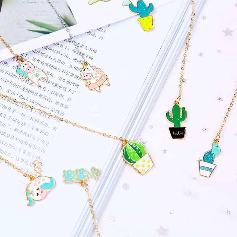 

Pembatas Buku Unik Bookmark Edisi Liontin Unicorn Cactus Lucu