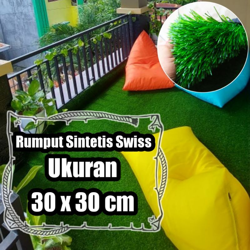 Rumput Sintetis Swiss Ukuran 30x30 cm Full Hijau