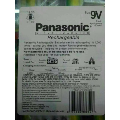 Baterai-Batereis Kotak PANASONIC 9V Rechargeable